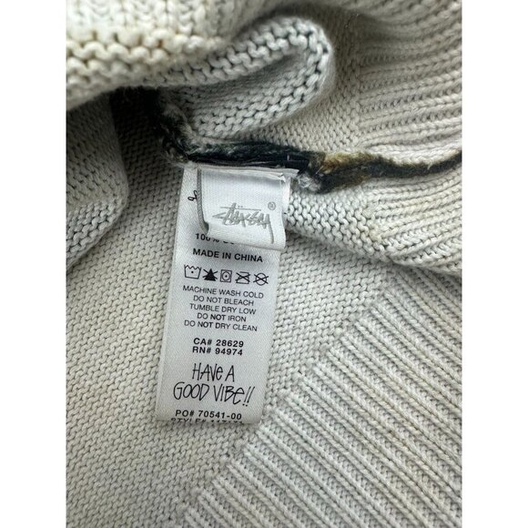 STUSSY  RARE Printed Fur Crew Neck Knit Large Cotton Multicolor - Picture 8 of 11